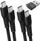 TECHGEAR USB C to USB C Charger Cable 60W 3A (1M+2M+Adapter) Braided C to C Cable Fast Charging Type C Data Lead Compatible with iPhone 15/16, iPad Air 11,MacBook Pro,Samsung S24/S23/A54/A16,Pixel 9