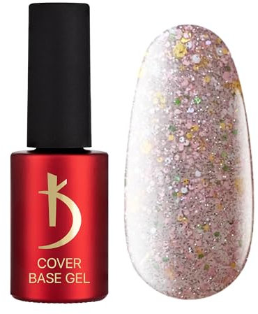 Unterlack - Base Coat Cover Gel Transparent -7ml- Crystal Drops Reflective Flakes Soak Off - UV LED Nagellack Gel Nägel - Basislack mit Reflektierend Flocken Flasche Lack