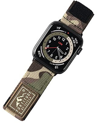 Tefeca Fortitude Series - Correa compatible con Apple Watch Ultra 2/Ultra de 49 mm, Series 9/8/SE2/7/6/SE/5/4/3/2/1, Ultra Wide Extra Large 49/45/44/42mm, Nailon, No es una piedra preciosa, Camuflaje