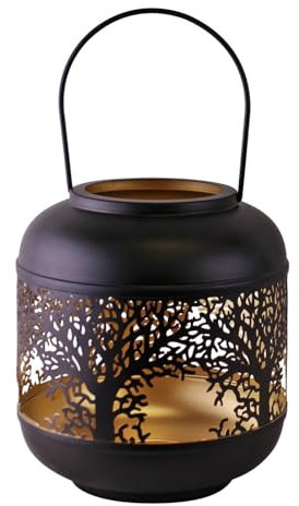 Sil Lanterne PHOTOPHORE Arbre DE Vie Noire, Doré Occasion Casual Décoration Maison