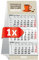 PRIMUS PRINT Tischaufstellkalender 2025 – 3-Monats-Tischkalender zum Aufstellen – Schreibtischkalender, Stehkalender – 95x194mm, 70g Naturpapier, Inklusive Datumsschieber, Verschiedene Ausführungen