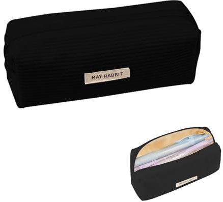 Yeria Deepton Mäppchen Cord Stoff, Teenager Etui Schule, Mäppchen Federmäppchen, Große Speicherkapazität Federmäppchen, Teenager für Schlampermäppchen (Schwarz)