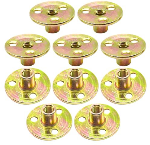 Hocansen 10 Pezzi Dadi Flangiati M8 Dado a T con Foro Bavato Round Base Screw-in T-Nut Fissaggio Della Flangia a Tre Fori per Elettrodomestici e,Mobili (M8/FL-LM)