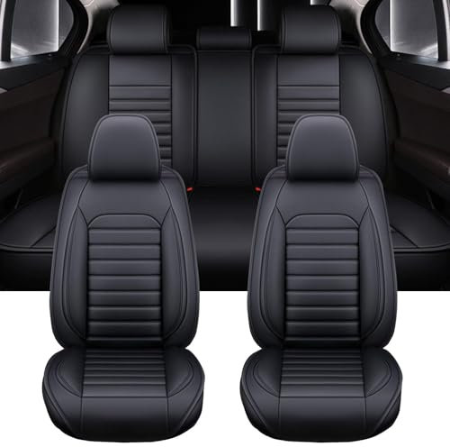 LICOME Auto Sitzbezüge Set für Audi A6 C5 4B Avant A6 C6 4F Avant A6 C6 4F Allroad, Leder Autositzbezüge Sitzbezüge, Auto Schonbezüge, Bequem Wasserdichter Atmungsaktiv Sitzschoner,D Black