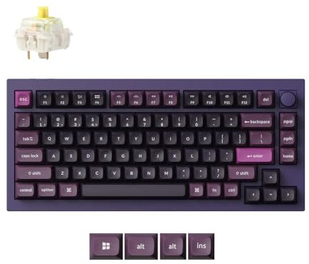 Keychron Q1 Max QMK/VIA Kabellose Mechanische Tastatur, Layout QWERTY US, Vollmetall, programmierbar, 2.4 GHz/Bluetooth/USB, RGB und Hot-Swap-fähig, Gateron Jupiter Banana - Purple