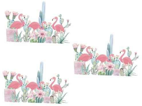 PRETYZOOM 3 Pièces autocollant flamant rose stickers muraux de fond sticker mural fleurs tvd stickers room decor décoration pour Sticker mural Flamant rose décalcomanies en PVC