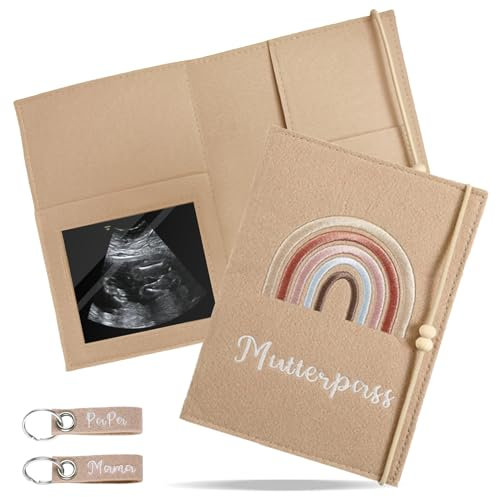 Mutterpass Schutzhülle, Mutterpass für Schutzhülle aus Filz, Deutschen Hülle Mutterpass mit Fächer zur Aufbewahrung von Ultraschallbild, Impfpass, Versichertenkarte