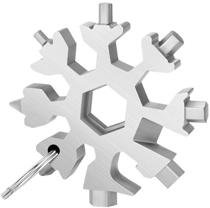 Trimming Shop 18 in 1 Silver Snowflake Multi-Tool with Keychain, Silver | Flat and Phillips Screwdriver, Allen Wrench, Bottle Opener, Key Hole - Travel Camp Adventure Gadget Gift Tool for Men