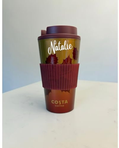 Personalised Costa Coffee Double Walled Cup with Silicone Sleeve, Customisable Name and Text