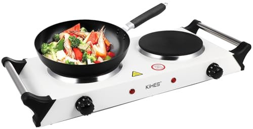 Cabilock Portable Induction Hob Double 2000w Plate Stove Hob 5-gear Temperature Settings Ceramic Hot Plate, Electric Hob for Home Camping with Uuk Plug - Easy to Clean