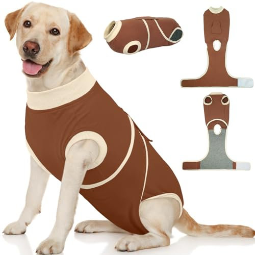 Kuoser Hundebody Nach Op Hündin Hundebody Nach Kastration Rüde Body für Hunde Nach Op, Atmungsaktiv Body Hunde Nach Op Rüde Op Body Hund Kastration Hündin, E-Halsband Alternative für Hund, Braun XL