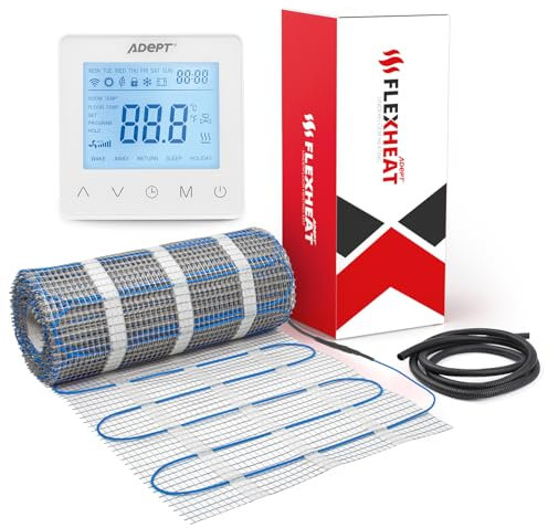 Adept Flexheat Electric Underfloor Heating Mat Kit - 200W/m2-4m2 - White Programmable Thermostat