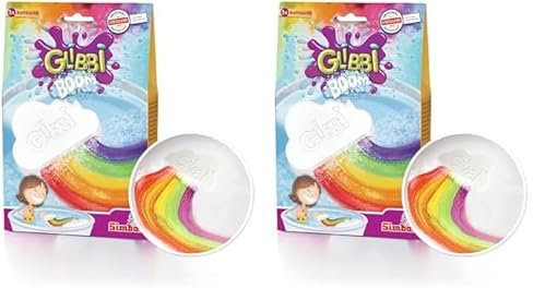 Simba 105953451 - Glibbi Boom Regenbogenbombe, Badewannenspielzeug für Kinder ab 3 Jahren, bunter Schaum für die Badewanne, Badebombe, Regenbogen Badewolke (Packung mit 2)