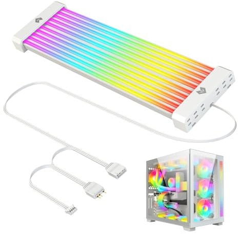 ARGB PC Cable Cover,Lighted Led Strip Set For PC | Synchronized ARGB Motherboard Supply Extension, 24 Pin ARGB Motherboard Extension, 5V Lighting Setup