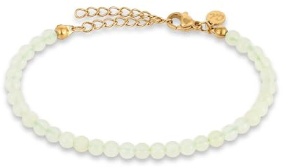 GD GOOD.designs Perlenarmband Damen mit echten Naturstein Perlen 4mm | Verstellbares Edelstein Armband mit 18K Vergoldung (15-19 cm) | Wasserfeste Armkette