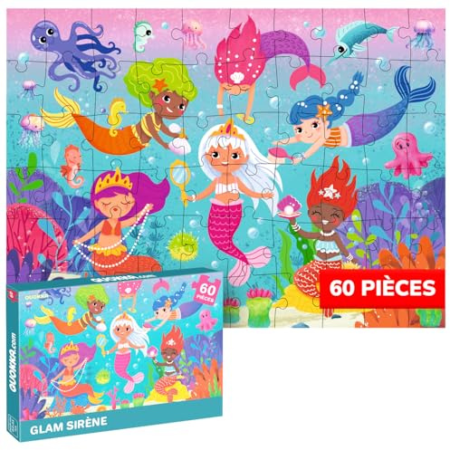 Puzzle für Kinder ab 3-4 Jahren - Meerjungfrauen Puzzle ab 5-6 | 60-Teiliges Kinderpuzzles Mit Meerestieren - Lernspiel für Vorschulkinder - Geschenkidee für Kinder