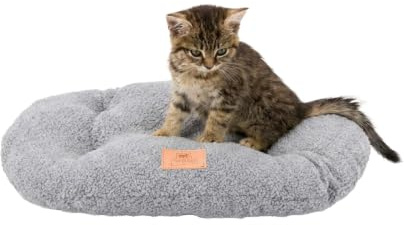 Ferplast Dog Bed Cushion for Small Dogs, Cat Bed, Washable Synthetic Bouclé Fabric, Soft Padding, 43 x 30 x h 3 cm. Grey