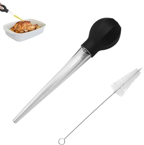 Turkey Baster, Large Pipette with Cleaning Brush, Silicone Liquid Droppers Baster for Cooking BBQ Baking, Turkey Oil Dropper Essential Kitchen Gadgets Basting Tool