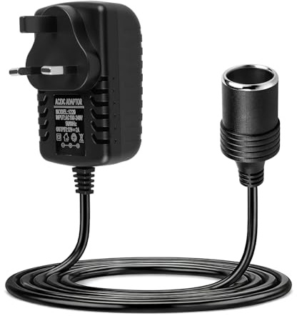 12V Plug Adapter, Car Plug Adapter to UK Plug Socket, 240V to 12V Adapter | Car Power Inverter 240v 2A AC Mains to 12v DC, Household Cigarette Lighter Adapter to UK Plug for Auto Fan GPS Dash Cam
