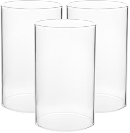 Abat-Jour en Verre pour Bougie Cylindrique 3 Pièces Transparent | Verre, Style Simple et Élégant, Décor Romantique, Usage Maison, Forme Cylindrique, Facile à Utiliser