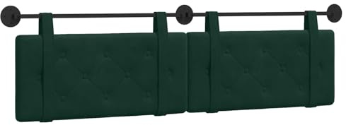 vidaXL Hängendes Kopfteil Dunkelgrün Samt, Moderner rechteckiger Wand-Headboard aus Samt, bezogen mit Bändern, Knopfsteppung für entspannende Schlafzimmer-Deko