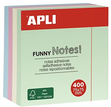 Apli/Agipa Haftnotizen – Kubus Vierhundert Blatt – Pastellfarben (3) – 75 x 75 mm – APLI