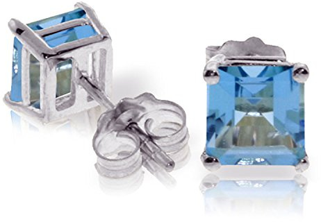 1,75 ctw 14 K Solid White Gold CE Qui Me Manque blau Topas Ohrringe
