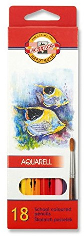 KOH-I-NOOR 'Fish' Aquarell-Farbstifte, farblich sortiert (18 Stück)