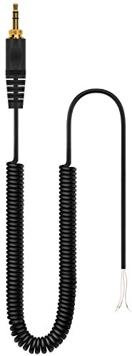GEEKRIA Audio Cable Replacement Compatible with Sony MDR-7506 7509 V6 V600 V700 V900 Headphones Coiled Repair Cable/Spring Replacement Cord (Black 3.8ft)