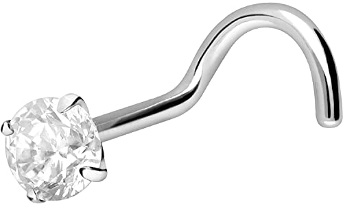 PIERCINGLINE 750er GOLD Nasenpiercing Spirale | 18 KARAT | 3 mm KRISTALL | Piercing Nase Stecker | Farbauswahl