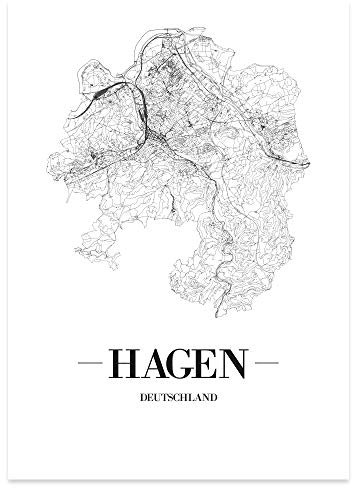 JUNIWORDS Stadtposter - Wähle Deine Stadt - Hagen - 30 x 40 cm Poster - Schrift A - Weiß