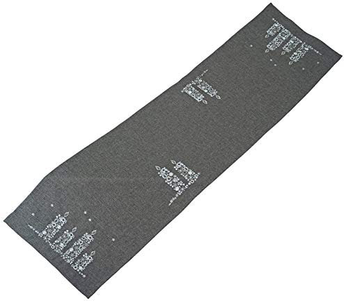Hossner Kerzenquartett Tischdecke Weihnachten Mitteldecke Decke Weihnachtsdecke Grau Silber (Tischläufer 40x140 cm)