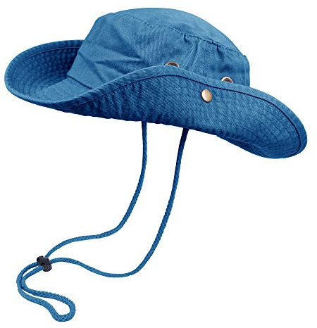 Bucket Hat Hiking Fishing Wide Brim UV Sun Protection Safari Unisex Boonie (Baby Blue, Small/Medium)