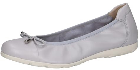 CAPRICE Damen Ballerinas aus Leder mit Schleife, Grau (Lt.Blue Perl), 38 EU
