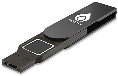 Thetis FIDO2 Sicherheitsschlüssel Fingerabdruck USB A, Zwei-Faktor-Authentifizator, Mehrschichtiger Schutz HOTP / U2F kompatibel Windows, MacOS, Gmail, Linux für Office Business - Schwarz