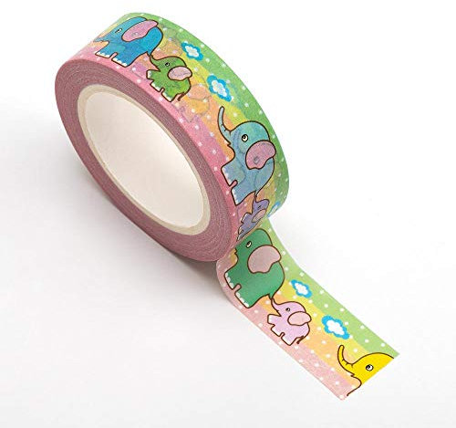 Italian Options Cute Elephants Adhesive Washi Tape (15mm x 10 Metre)