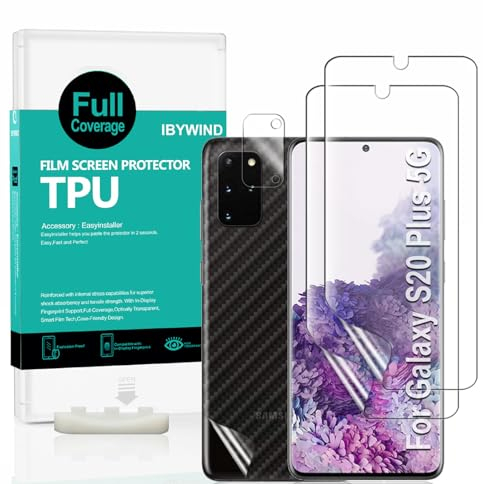 Ibywind Schutzfolie kompatibel mit Samsung Galaxy S20 Plus / S20+ 5G,[Kamera Schutzfolie][Carbon Fiber Folie für die Rückseite][Fingerabdruck kompatibel][Blasenfrei]