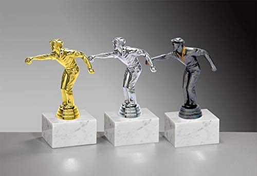 Henecka Bosseln Boccia Boule Petanque-Pokal, Bosseln Trophäe auf Marmorsockel, mit Wunschgravur, wählbar in 3 Farben (Resin)