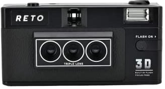 RETO 3D 35mm 3D Film Camera - Lenticolare effetto 3D Boomerang Camera, Costruito in Flash (nero)