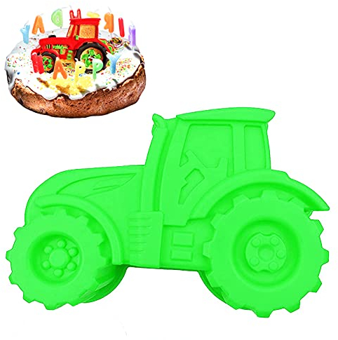 Backform Traktor - Auto Form Silikonform Rote Kuchenform zum Backen für Kindergeburtstag Silikonformen Backen Bulldog Motivform Silikontraktor für Kuchen EIS Schokolade Brot Dessert Pudding