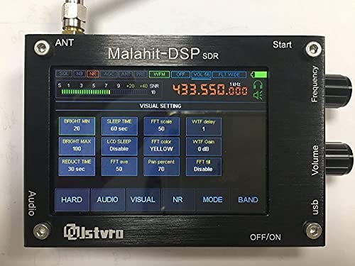 San shen Electronics 50KHz-2GHz Malahit DSP SDR Receiver Registered HAM Black with 3.5 Inch Touching LCD Screen, Receiver Box, Antenna (MDR2000), USB Cable, USB