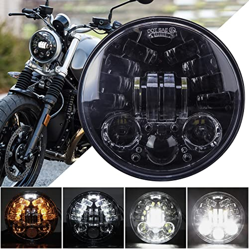 JMTBNO 5,75 Zoll Motorrad LED Scheinwerfer mit Blinker DRL Licht Projection Runder Scheinwerfer Kompatibel mit Harley Dyna Softail Sportster Nightster 48 Iron 883 1200 Wide Glide Low Rider Night Rod
