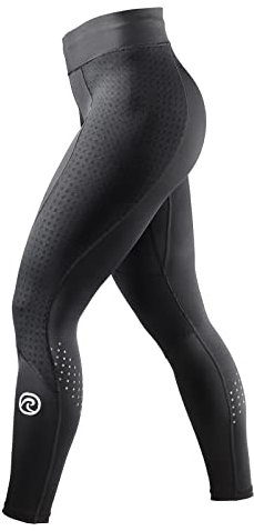 Rehband UD Runner's Knee/Thermal Zone Tights für Damen, Kompressionshose mit Wärmezonen für Laufen & Leichtathletik, verbessert Regeneration & hoher, Farbe:Schwarz, Größe:L