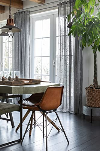 Elbersdrucke halbtransparente Gardine mit verdeckten Schlaufen Farina 07 grau-weiß 255x140cm 201289 Vorhang für das Wohnzimmer Schlafzimmer Küche Flur Kinderzimmer