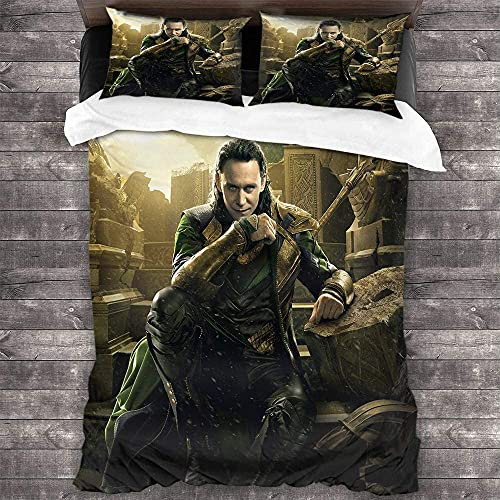 ANSSON Loki Kinder Bettwäsche Mikrofaser Bettbezug Mit Reißverschluss Set Ganzjährig Anwendbar Bettdecken Bezug & Kissenbezug 80x80cm (135x200cm+80x80cmx2, Loki4)