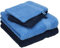 Betz Lot de 4 Serviettes Happy Pack 100% Coton 2 Serviettes de Toilette 2 Gants de Toilette Couleur Bleu Clair - Bleu foncé