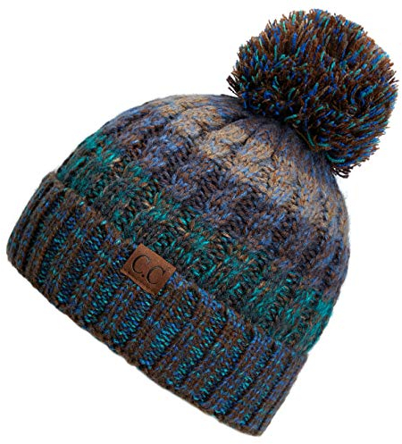 C.C Exclusives Damen Wintersamen Genähte Konfetti Pom Beanie Mütze (HAT-1816)(HAT-2214)(HAT-2085)(HAT-3841), Mütze: Blaugrün, Einheitsgröße