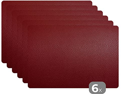 Placemats Platzdeckchen Platzset Tischset 6-teilig Tischdeko Untersetzer 45x30 cm Leder - Lederoptik - Rot - Leicht