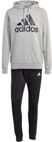 adidas Herren Big Logo Terry Track Suit, Medium Grey Heather/Black/Black/White, L