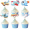 HOKPA Airplane Cupcake Toppers, 24Pcs Cupcake Food Dessert Picks for Kids Plane Theme Party Baby Shower Birthday Party Supplies
